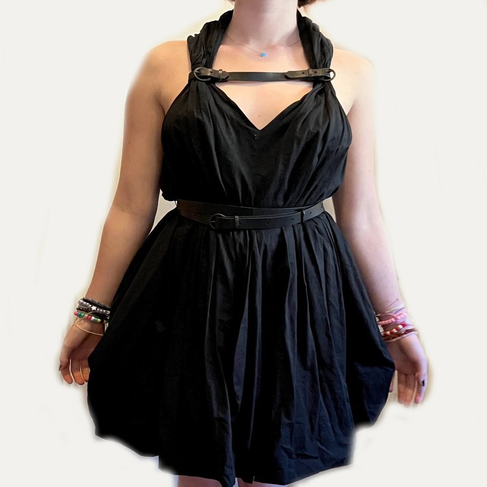 ALL SAINTS 100% Cotton Black Parachute Harness Dress Women's Size 12 MRSP $359